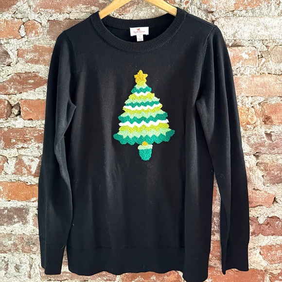 Quacker Factory Black Christmas Sweater - Picture 1 of 3